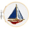 image:imageKikkerland DIY Mini Cross Stitch Sailboat Embroidery Craft Starter Kit Set with Pattern Instructions 3 Bamboo Hoop Stress Relief Adult Beginner FriendlySailboat