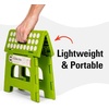 image:imageKikkerland Rhino Foldable Step Stool  Holds Adults up to 300 Lbs Best for Kitchen amp Bathroom  Collapsible Portable Lightweight Stepping Stool with Sturdy NonSlip Design  Black 15Green