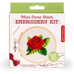 image:imageKikkerland DIY Mini Cross Stitch Sailboat Embroidery Craft Starter Kit Set with Pattern Instructions 3 Bamboo Hoop Stress Relief Adult Beginner FriendlyRose