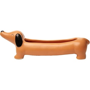 image:imageKikkerland Daisy The Dachshund Porcelain Dog Planter  Small Pot for Flowers Succulents Plants  Decor for Home Garden or Office