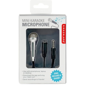 image:imageKikkerland Karaoke Compact Portable Tiny Mini Microphone Silver for Voice Recording Singing Novelty Gift