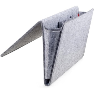 image:imageKikkerland Large Grey Felt Pocket Caddy for Storage with Inner Pockets  Organization Essentials for Bed Couch Home  Holder for Magazines Books Phones and Remote ControlsBedside Pocket  Large