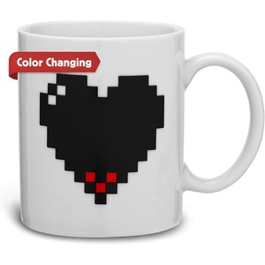 image:imageKikkerland Pixel Heart Morphing Mug  Color Changing Cup Reacts to Heat  Fun Gift for Coffee Hot Cocoa amp Hot BeveragesPixel