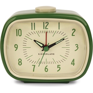 image:imageKikkerland Retro Alarm Clock  Vintage Decor for Bedroom Nightstand Living Room or Office  Battery Operated Decorative Analog Clock RedGreen Retro