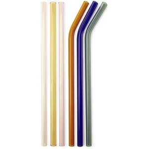 image:imageKikkerland Reusable Glass Straws 6 Assorted Colors CU279