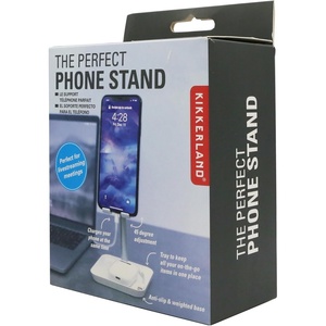 image:imageKikkerland New Extendable Portable Ergonomic Adjustable Universal Perfect Phone Stand with Tray White for Home Office Desktop