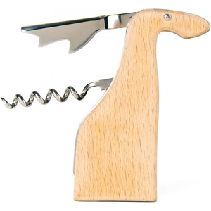 image:imageKikkerland Stainless Steel Bar Accessories Double Hinged Deer Corkscrew Wood Handle Wine Bottle Opener and Foil Cutter