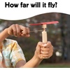 image:imageKikkerland Huckleberry Pull Helicopter  Beechwood Flying Toy with Launcher for Outdoor Play