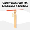 image:imageKikkerland Huckleberry Pull Helicopter  Beechwood Flying Toy with Launcher for Outdoor Play