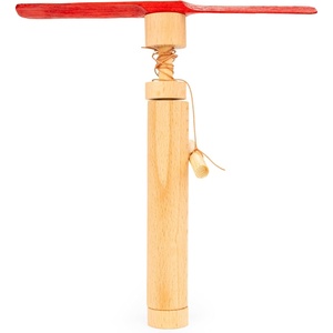 image:imageKikkerland Huckleberry Pull Helicopter  Beechwood Flying Toy with Launcher for Outdoor Play