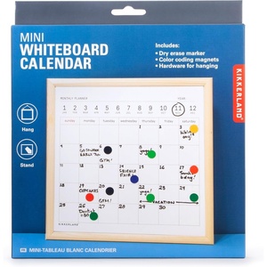 image:imageKikkerland Mini White Dry Erase Board Calendar Black Dry Erase Marker Small Mini White Board for Kids Students 8 x 8