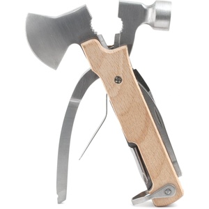 image:imageKikkerland 10 in 1 Pocket Compact EDC Gear Equipment Stainless Steel MultiTool White Wood Handle for Outdoors Camping Tool Accessories SurvivalAxe MultiTool