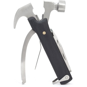 image:imageKikkerland 10 in 1 Pocket Compact EDC Gear Equipment Stainless Steel MultiTool White Wood Handle for Outdoors Camping Tool Accessories SurvivalBlack Wooden Hammer