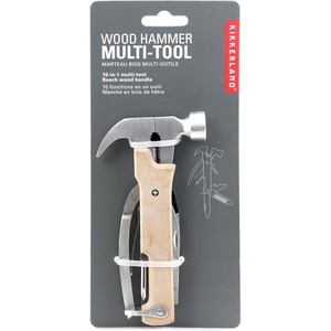 image:imageKikkerland 10 in 1 Pocket Compact EDC Gear Equipment Stainless Steel MultiTool White Wood Handle for Outdoors Camping Tool Accessories SurvivalWhite Wooden Hammer