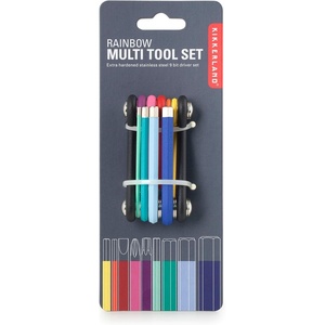 image:imageKikkerland 9in1 Rainbow MultiTool  Compact amp Durable 9Bit Driver Set with Allen Wrenches amp Screwdriver Bits  Utility Essentials for Home Improvement amp Travel Repair