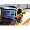 image:imageKikkerland Extendable Portable Ergonomic Adjustable Universal Perfect Phone Stand with Tray Black for Home Office Desktop