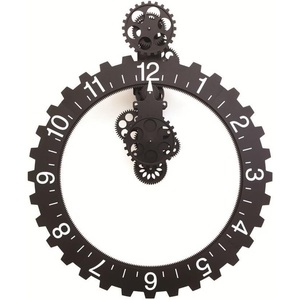 image:imageKikkerland Big Wheel Revolving Wall Clock SilverBlack