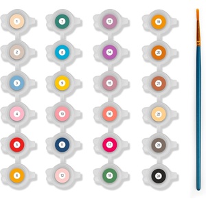image:imageKikkerland Crafters Paint By Numbers Greeting Cards Set of 5 Cards  24 Paints Brush and Envelope Included