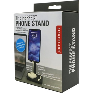 image:imageKikkerland Extendable Portable Ergonomic Adjustable Universal Perfect Phone Stand with Tray Black for Home Office Desktop