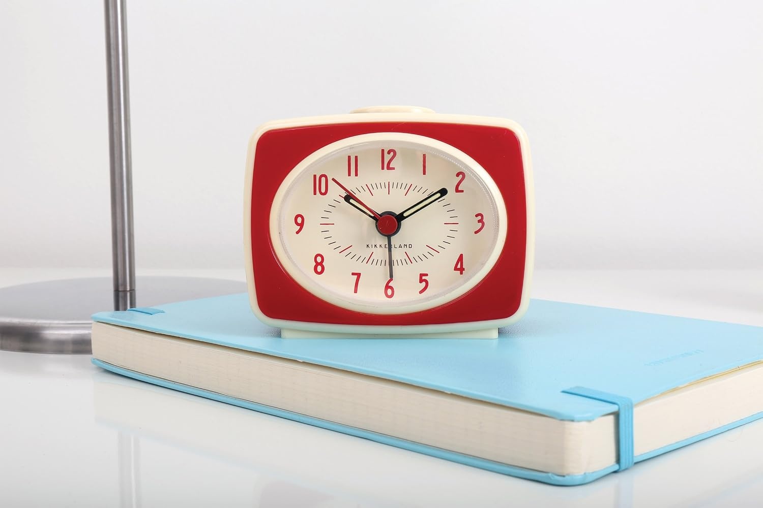 image:imageKikkerland Small Retro Classic Vintage Style Ticking Quartz Movement Analog Alarm Clock Glow in The Dark Hands for Bedroom Office Home Decor Battery Operated in RedRed