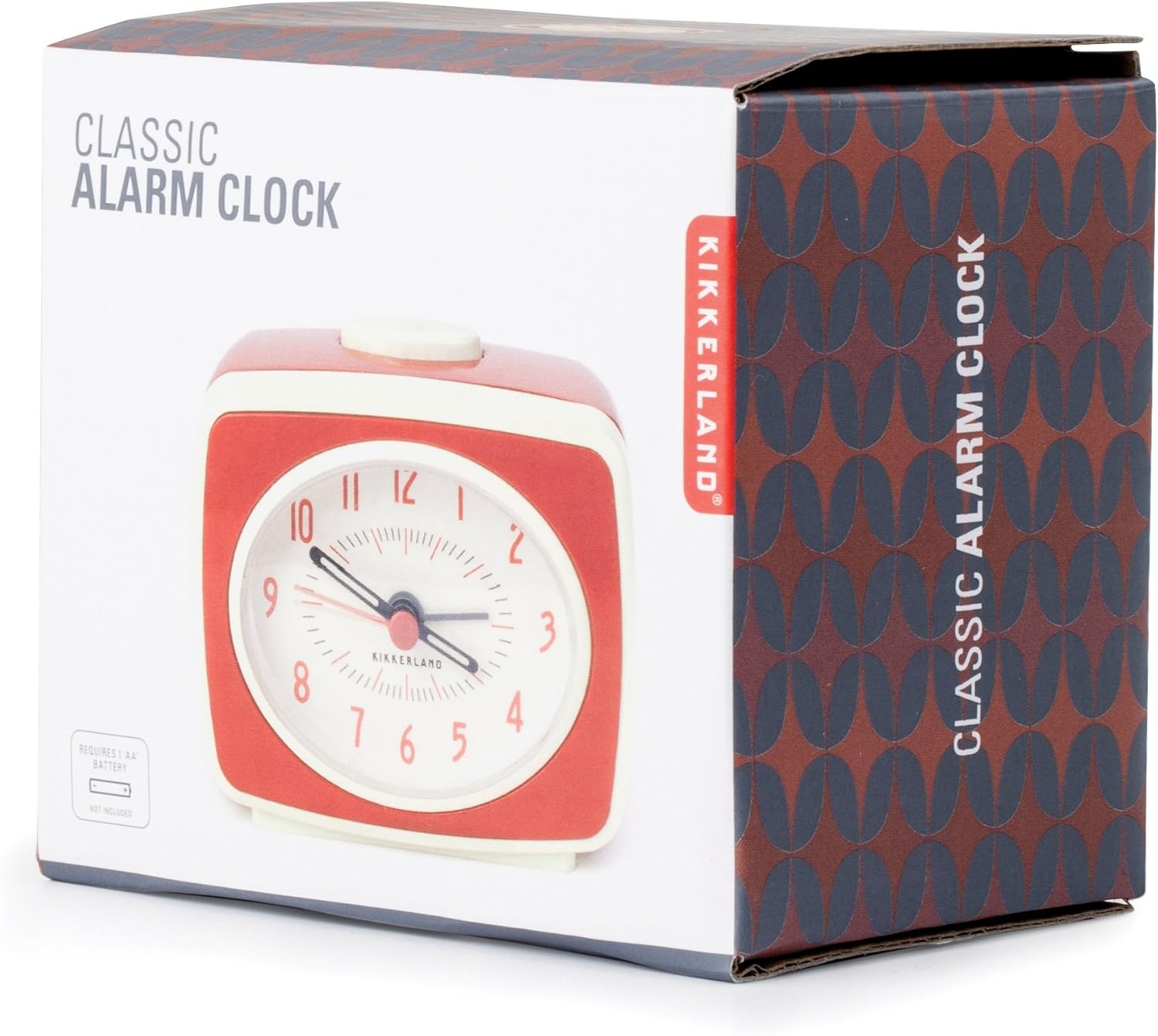 image:imageKikkerland Small Retro Classic Vintage Style Ticking Quartz Movement Analog Alarm Clock Glow in The Dark Hands for Bedroom Office Home Decor Battery Operated in RedRed