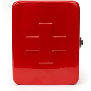 image:imageKikkerland Empty Steel First Aid Kit Case  MultiPurpose Medical Supply Organizer  Portable First Aid for Home Office amp Travel RedRed