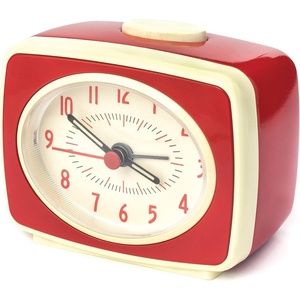 image:imageKikkerland Small Retro Classic Vintage Style Ticking Quartz Movement Analog Alarm Clock Glow in The Dark Hands for Bedroom Office Home Decor Battery Operated in RedRed